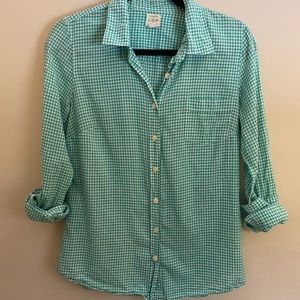 The Perfect Shirt by JCrew Green Gingham Shirt